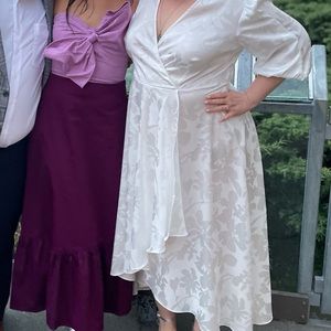 White Brocade Calvin Klein Hi Low Dress - Wedding